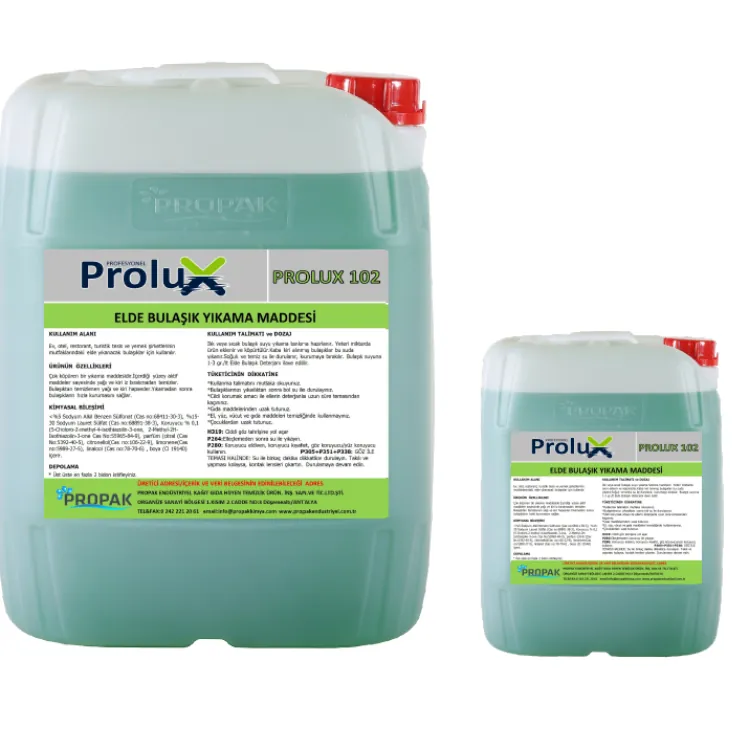 PROLUX 102 ELDE BULAŞIK YIKAMA MADDESİ 5 LT ve 20 lt